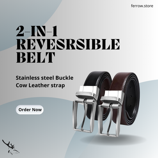 2-in-1 (Duel Side) Pure Leather Belt