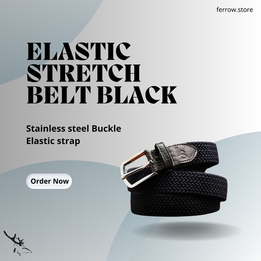 Men Elastic Stretch Belt Black