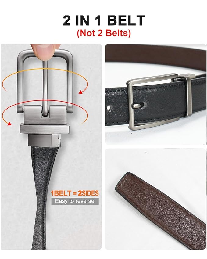 2-in-1 (Duel Side) Pure Leather Belt