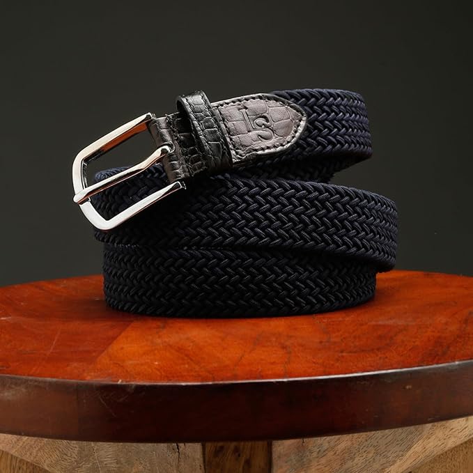 Men Elastic Stretch Belt Black