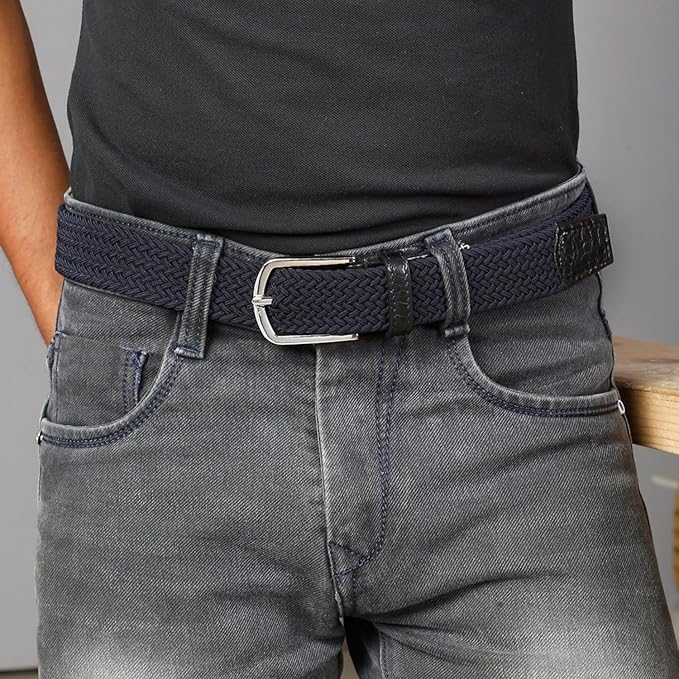 Men Elastic Stretch Belt Black